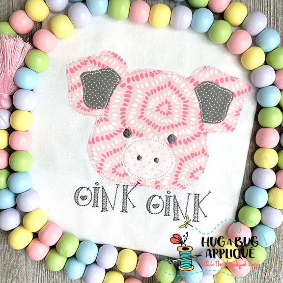 Pig 2 Bean Stitch Applique Design, Applique