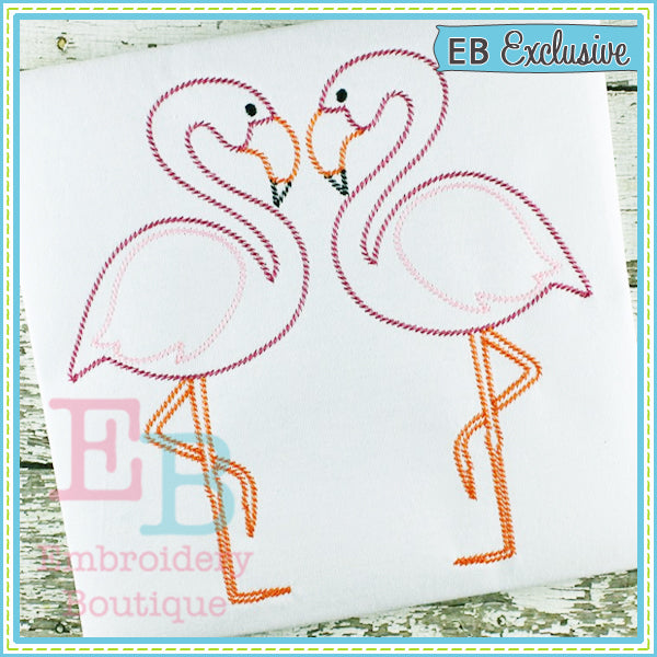 Sketch Flamingos, Embroidery