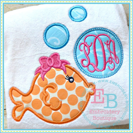 Monogram Girly Fish Applique, Applique