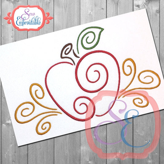 Apple Swirls Embroidery Design, Embroidery
