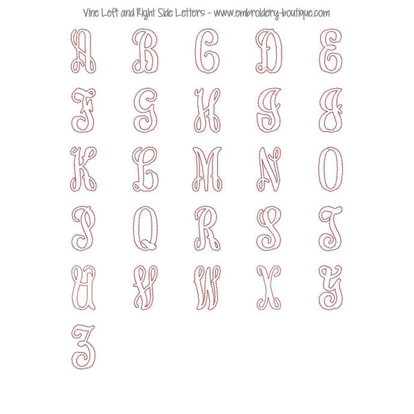Floss Stitch Elegant Vine Applique Alphabet, Applique Alphabet