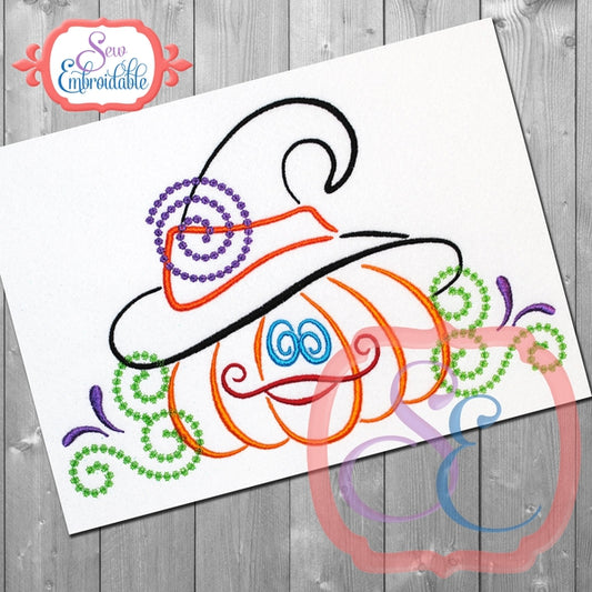 Witchy Pumpkin Swirls Embroidery Design, Embroidery