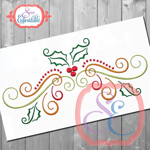 Big Holly Swirl Embriodery Design, Embroidery