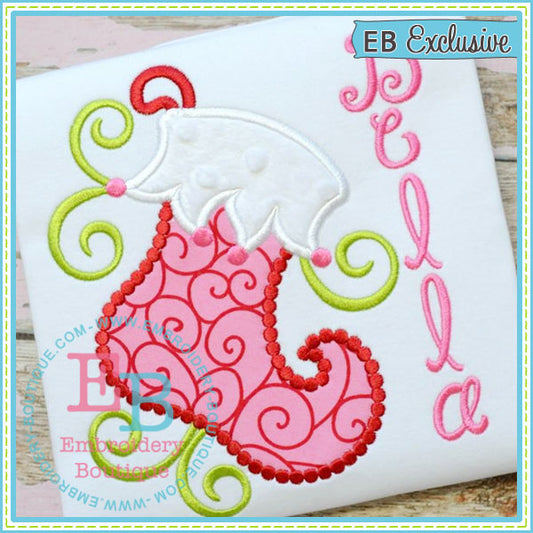 Dotted Swirl Stocking Applique, Applique