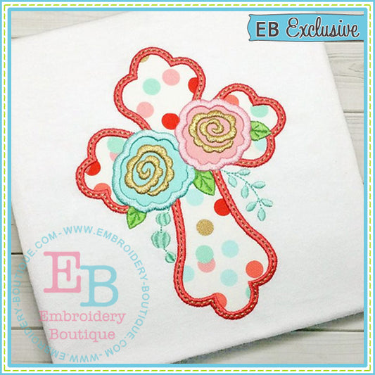 Roses Cross Applique, Applique