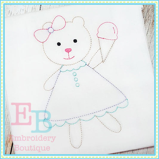 Vintage Bear Ice Cream Design, Applique