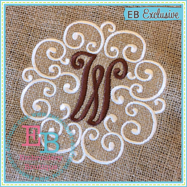 Swirled Monogram Embroidery Font, Embroidery Font