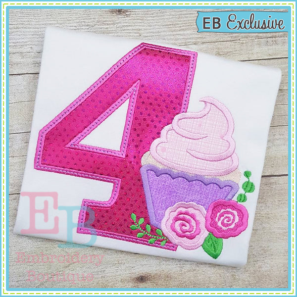 Cupcake Applique Number Set, Applique Number Set