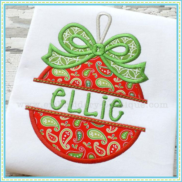 Split Bow Ornament Applique, Applique