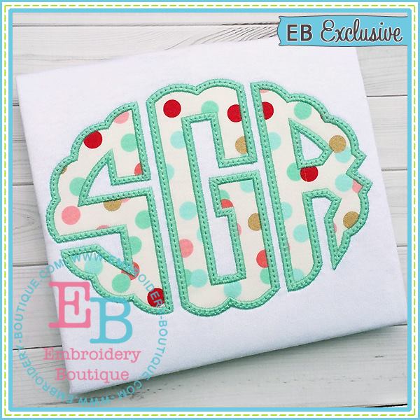 Mermaid Scallop Oval Applique Alphabet, Applique Alphabet