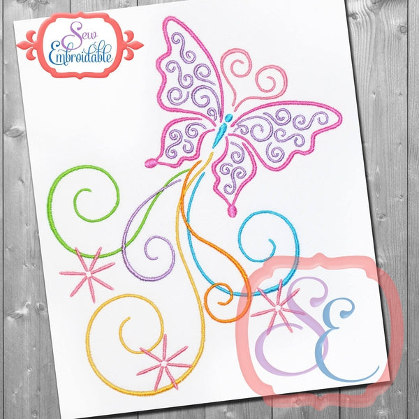 Flutterbies Embroidery Design, Embroidery