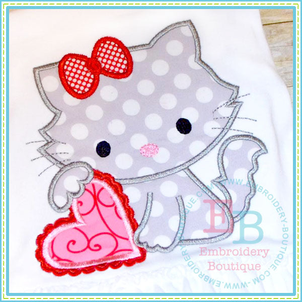Kitty Heart Applique, Applique