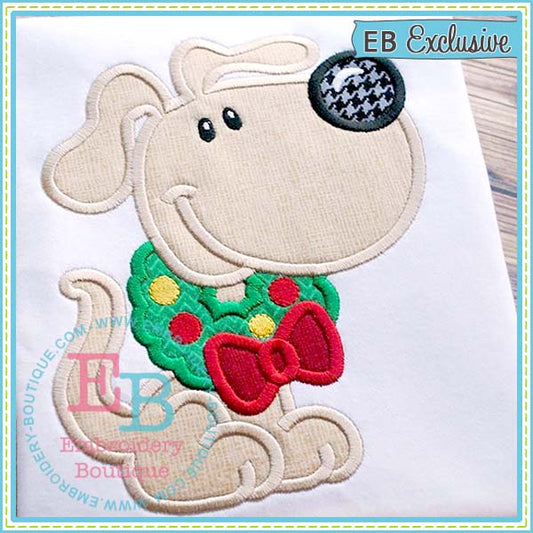 Wreath Dog Applique, Applique