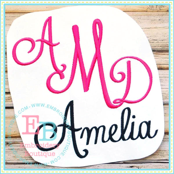 Amelia Embroidery Font, Embroidery Font