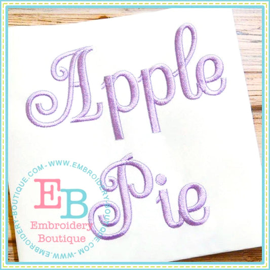 Apple Pie Embroidery Font, Embroidery Font