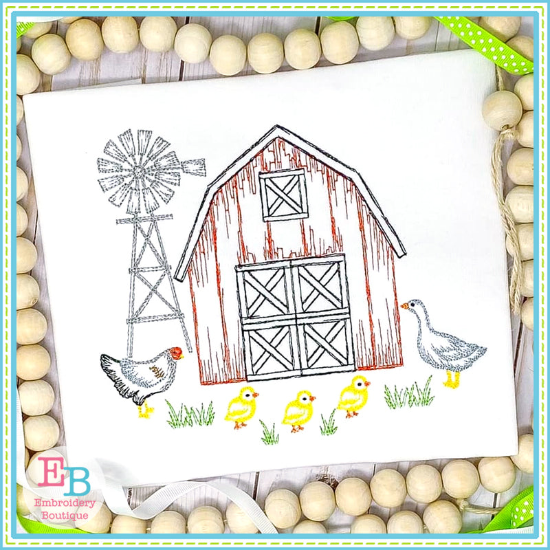 Farm Sketches Embroidery Design Set, Embroidery