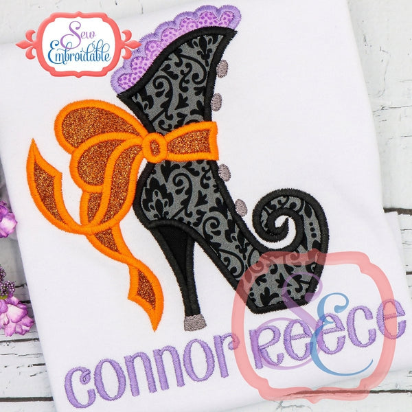 Big Bow Witch Boot Applique, Applique