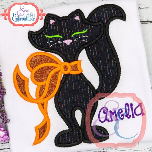 Big Bow Kitty Applique, Applique
