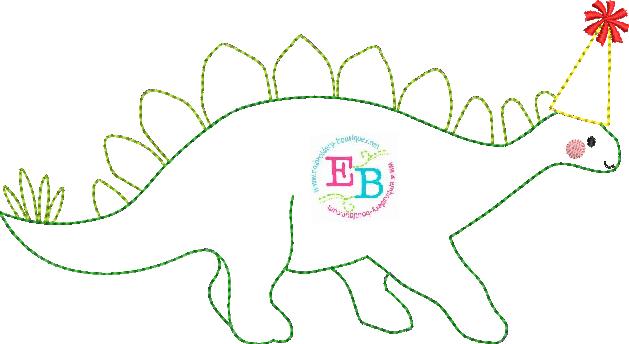 Birthday Dinosaur 3 Bean Stitch Applique, Applique, Embroidery Boutique