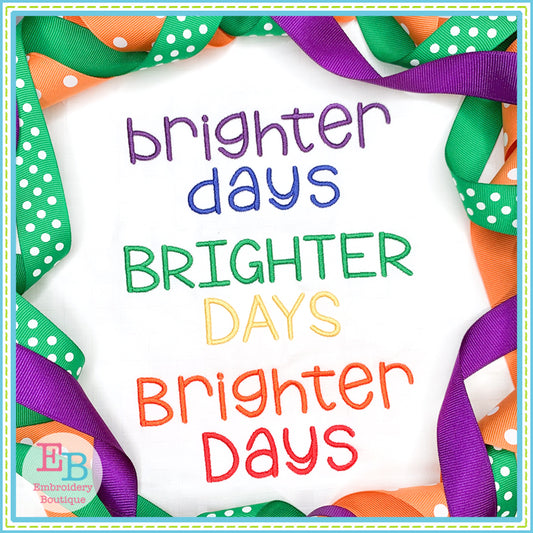 Brighter Days Embroidery Font, Embroidery Font