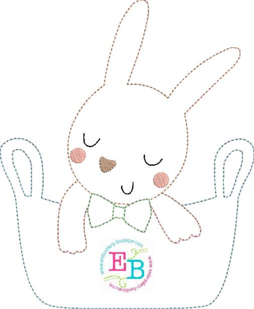 Bunny Boy Basket Bean Stitch Applique, Applique, Embroidery Boutique
