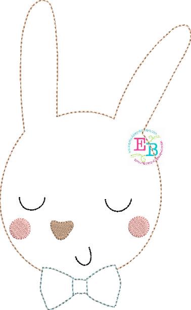 Bunny Boy Bow Tie Bean Stitch Applique, Applique, Embroidery Boutique