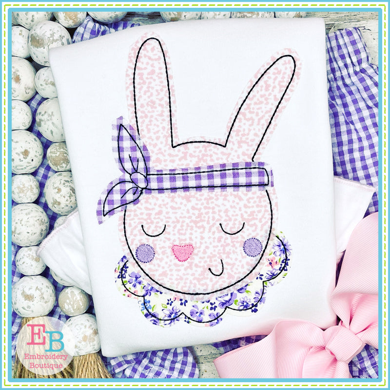 Bunny Girl Bean Stitch Applique, Applique, Embroidery Boutique