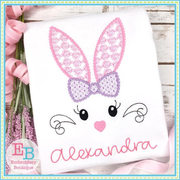 Bunny Girl Face Motif Design, Embroidery