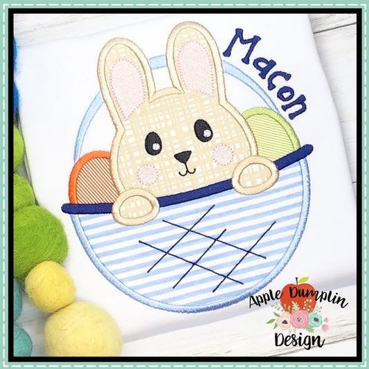 Bunny in Basket Boy Applique Design, applique