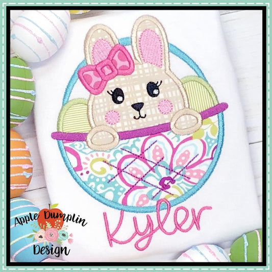 Bunny in Basket Girl Applique Design, applique