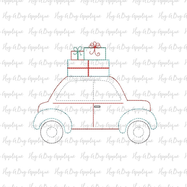 Christmas Gifts Car Bean Stitch Applique Design, Applique