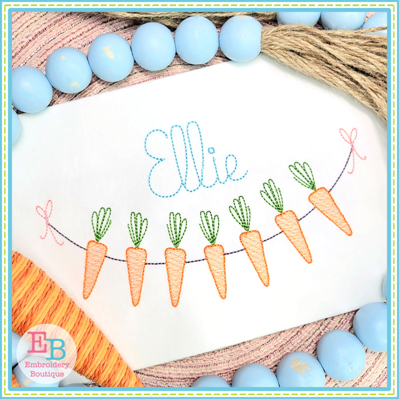 Carrots Bunting Embroidery Design, Embroidery Design, Embroidery Boutique