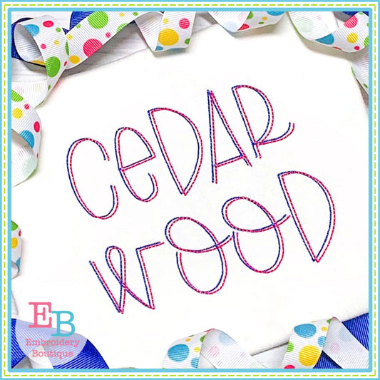 Cedar Wood Bean Stitch Embroidery Font, Embroidery Font