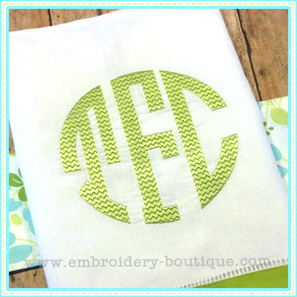 Chevron Circle Monogram Embroidery Font - 3-8 inch, Embroidery Font