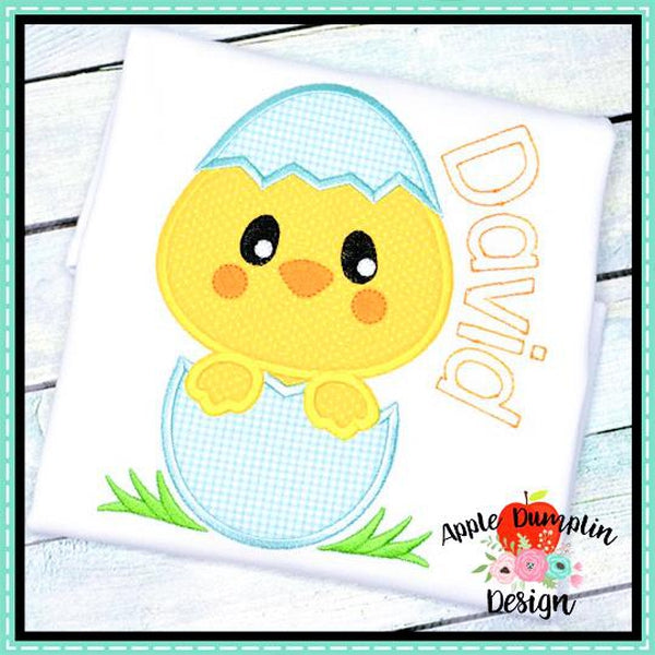 Chick Peeking Egg Boy Applique Design, applique