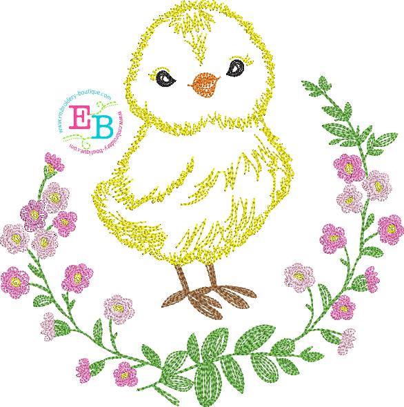 Chick Watercolor Embroidery Design, Embroidery