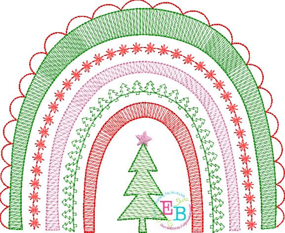 Christmas Rainbow Embroidery Design, Embroidery