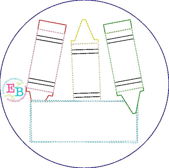 Crayon Name Circle Bean Applique, Applique