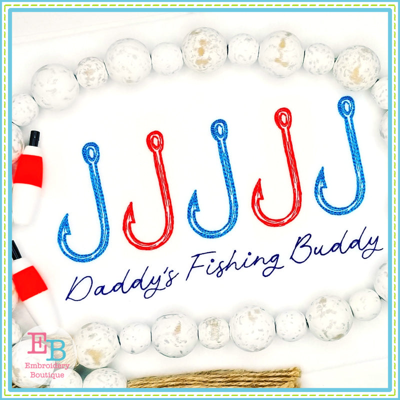 Daddy's Fishing Buddy Embroidery Design, Embroidery