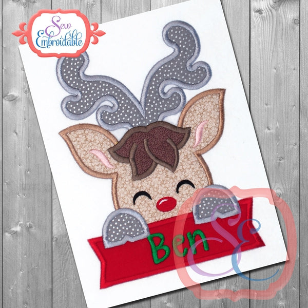 Deer Boy with Banner Applique, Applique