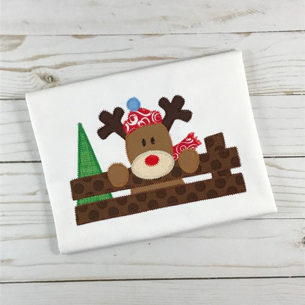Christmas Deer Zig Zag Stitch Applique Design, Applique