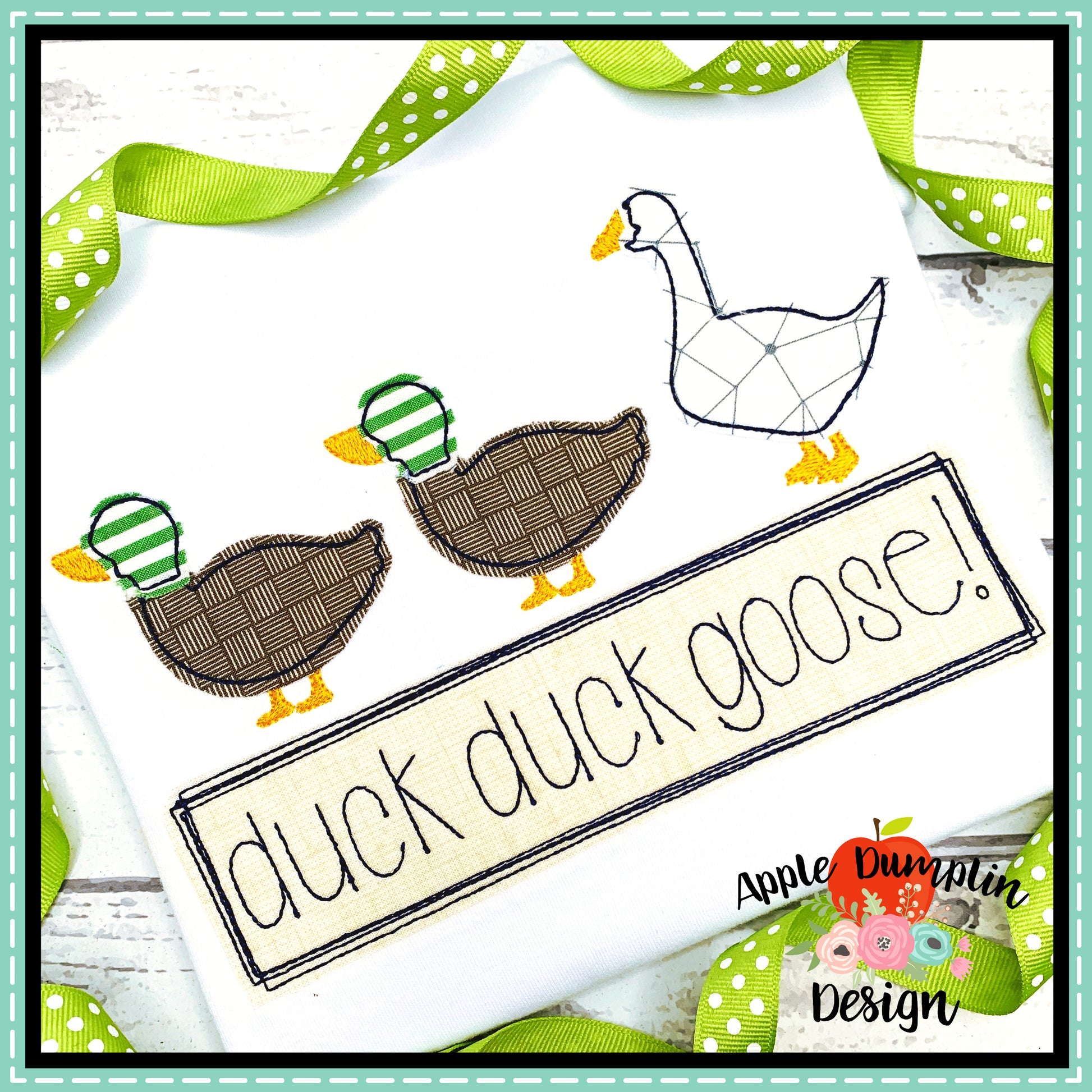 Duck Duck Goose Bean Stitch Applique Design, applique