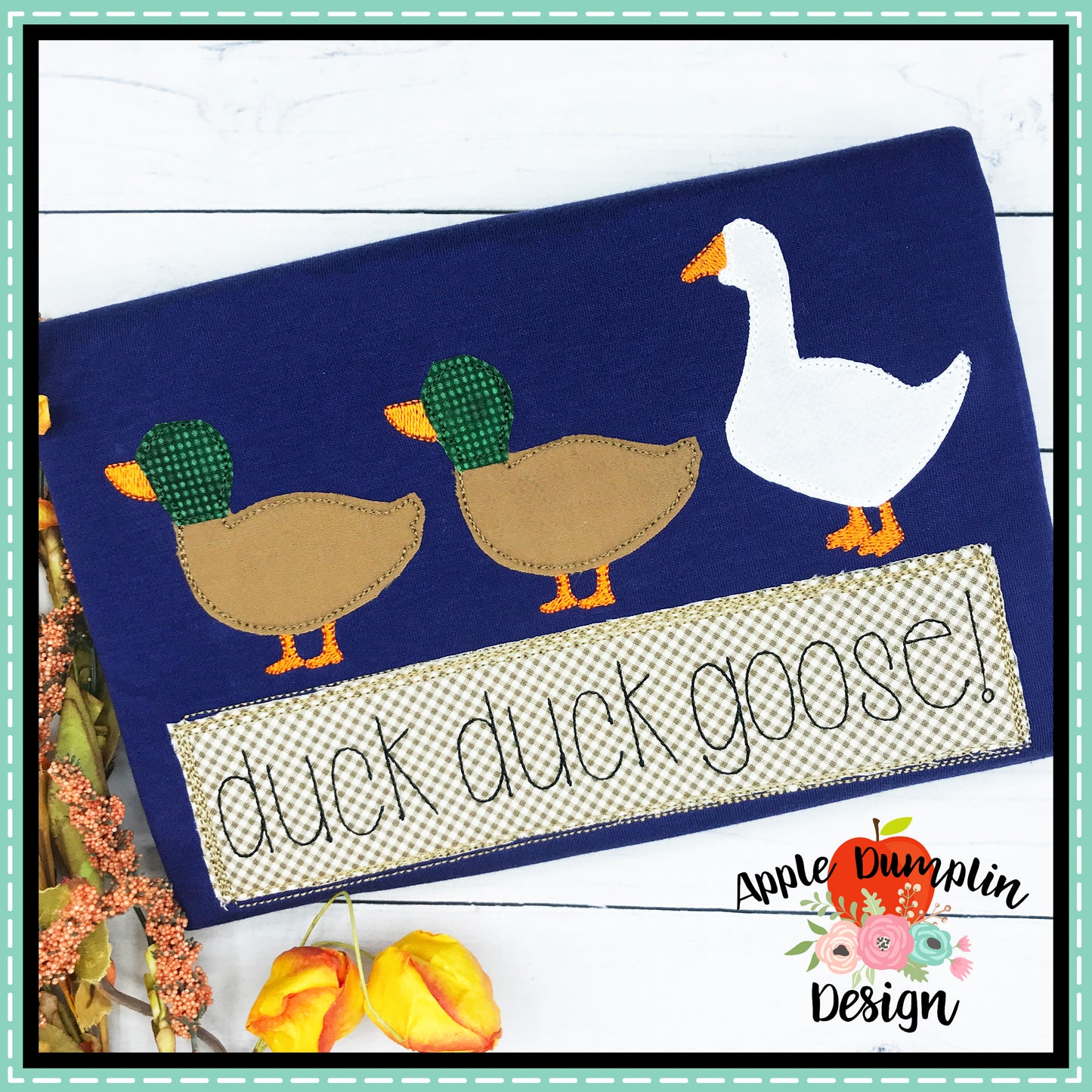 Duck Duck Goose Bean Stitch Applique Design, applique