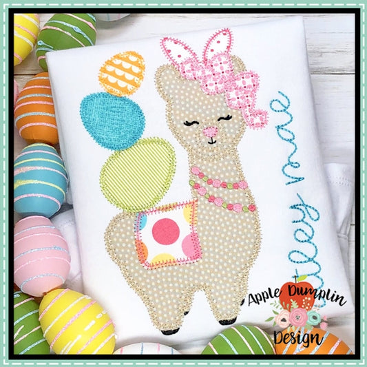 Easter Llama with Egg Stack Zigzag Applique Design, applique