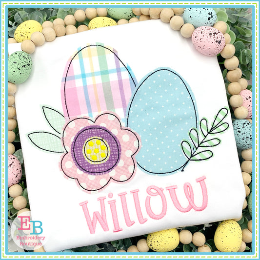 Eggs Flower Bean Stitch Applique, Applique, Embroidery Boutique