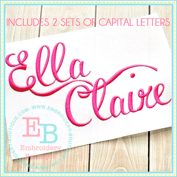 Ella Claire Embroidery Font, Embroidery Font