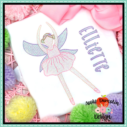 Fairy Sketch Embroidery Design, applique