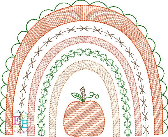 Fall Rainbow Embroidery Design, Embroidery