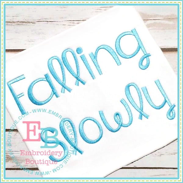 Falling Slowly Embroidery Font, Embroidery Font