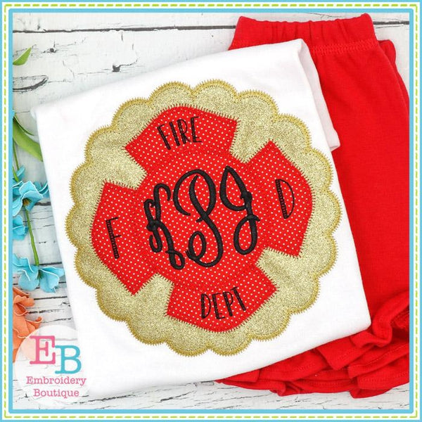 Fire Badge Scallop Zigzag Applique, Applique